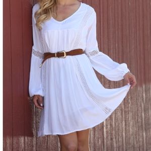 V-neck dress cotton/lace, empire pleats, lined